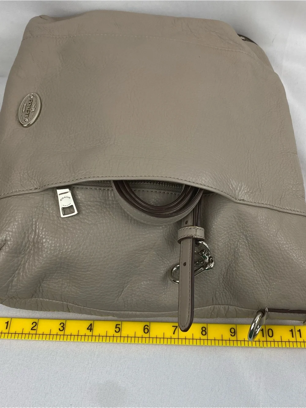Coach Isabelle Taupe Grey Pebble Leather Hobo 3 Way Shoulder Crossbody Hand Bag